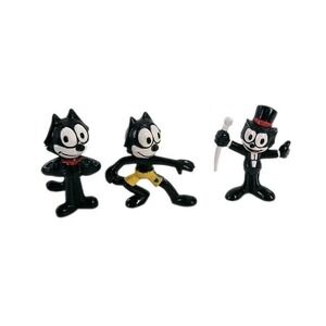 Lot of 3 Felix the Cat PVC Figures by Applause 1989 Bow Tie Top Hat Shorts‎ 2"